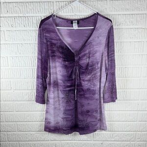 Y2K Style Studio 1940 Purple and Lavender V-Neck Blouse with sparkly